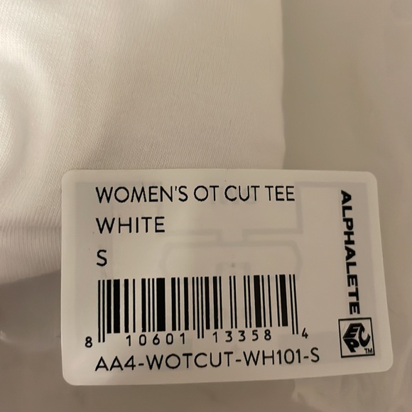 NWT ALPHALETE Women’s OT Cut Tee White Sz SMALL workout athletic crop tee - Picture 7 of 8